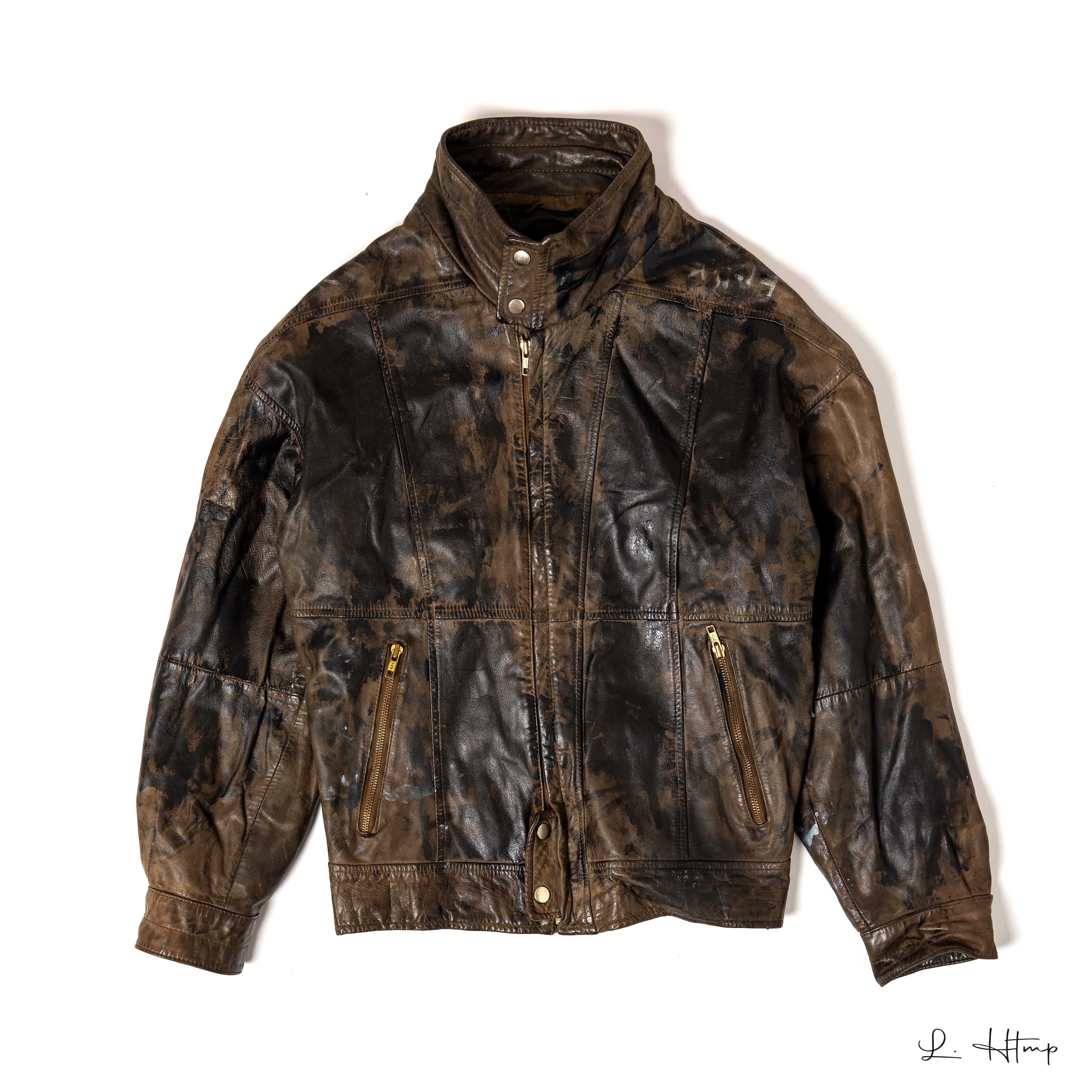 Hand-Painted Brown Leather Jacket